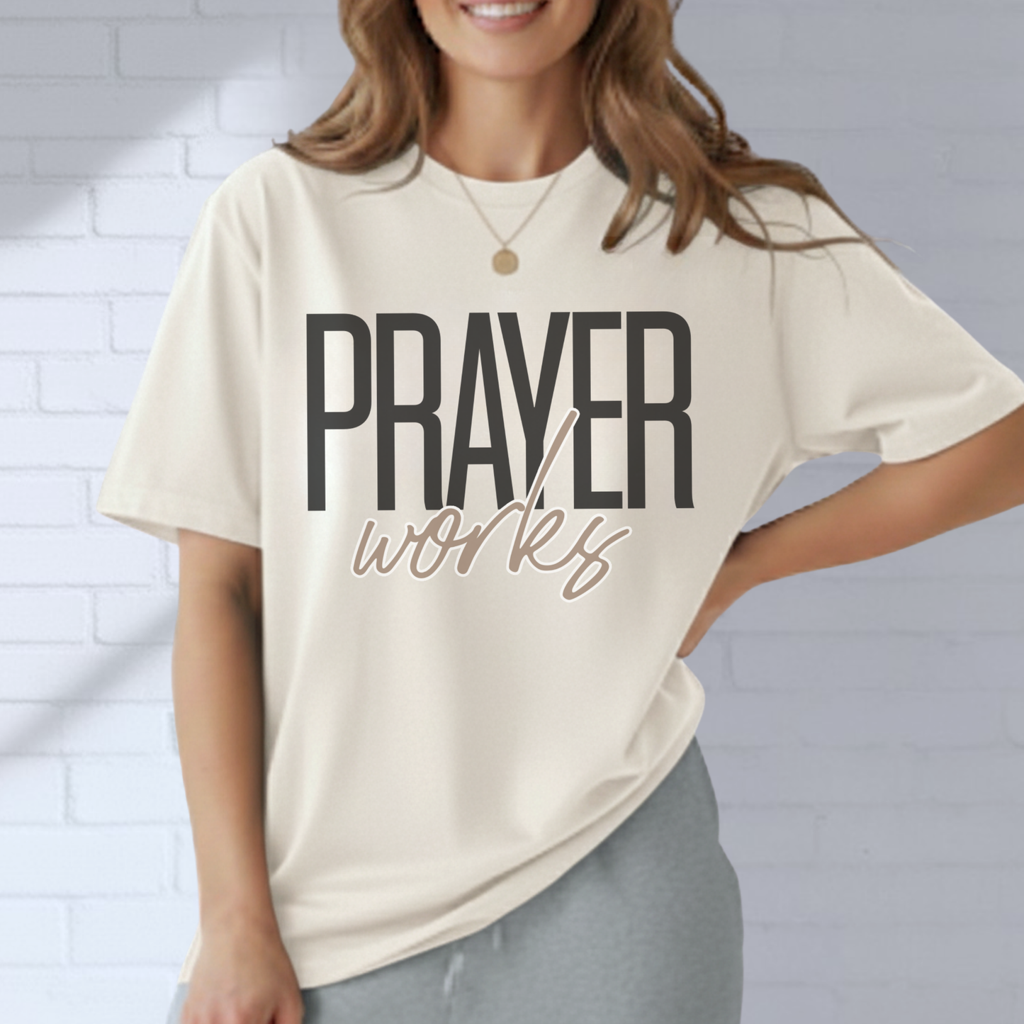 Prayer Works Shirt, Soft Cotton, Inspiration, Church Tee, Christian Faith Wear, Gift