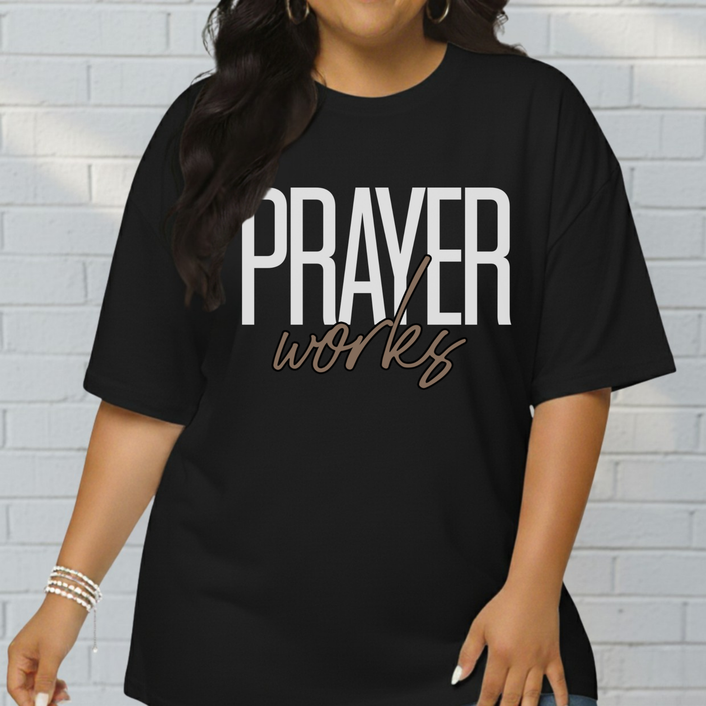 Prayer Works Shirt, Soft Cotton, Inspiration, Church Tee, Christian Faith Wear, Gift