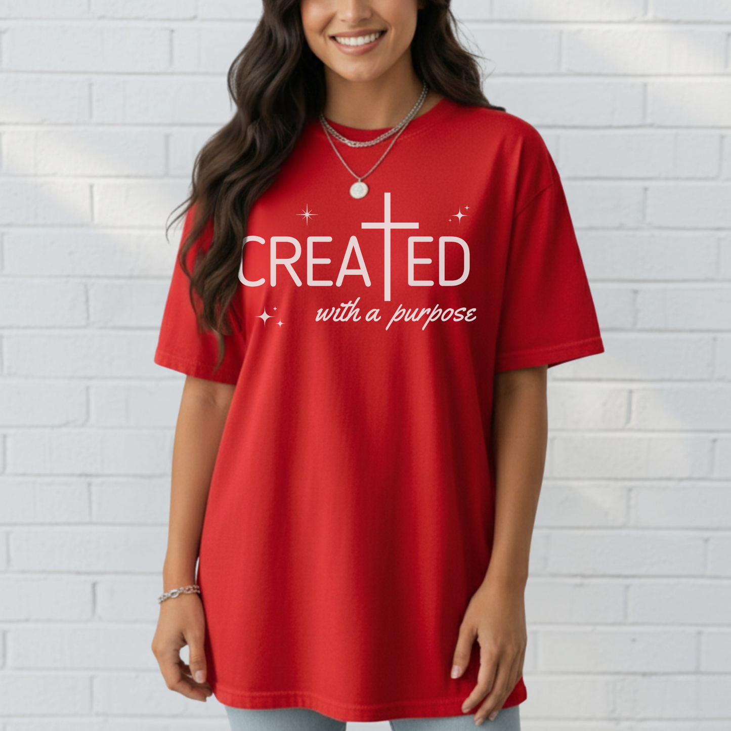 Created With a Purpose Shirt, Graphic Tee, Aesthetic Cross Tee, Faith, Christian T-Shirt, Soft Cotton Shirt