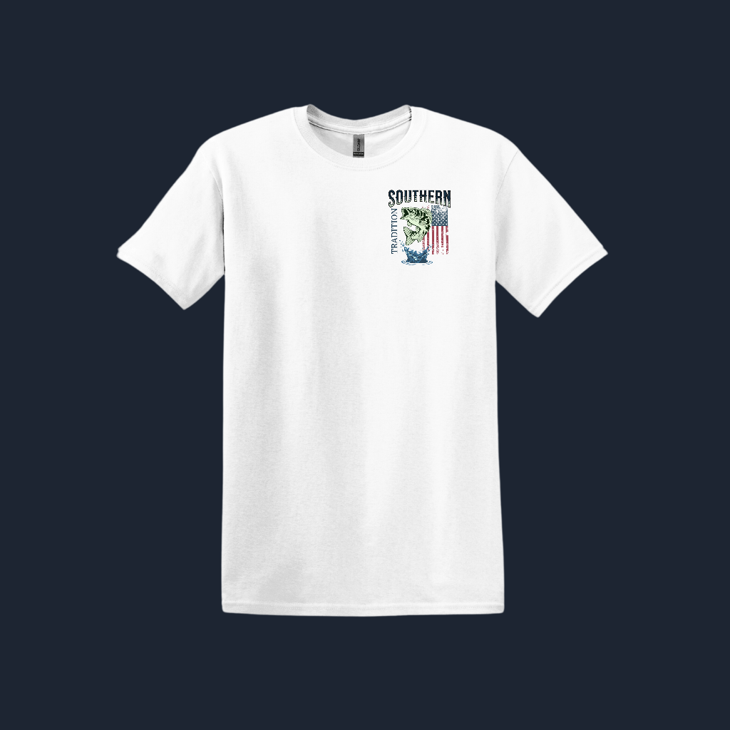 Fishing Southern Tradition Shirt, Bass Fish, US Flag, Beefy-T, Tall Sizes, (08)