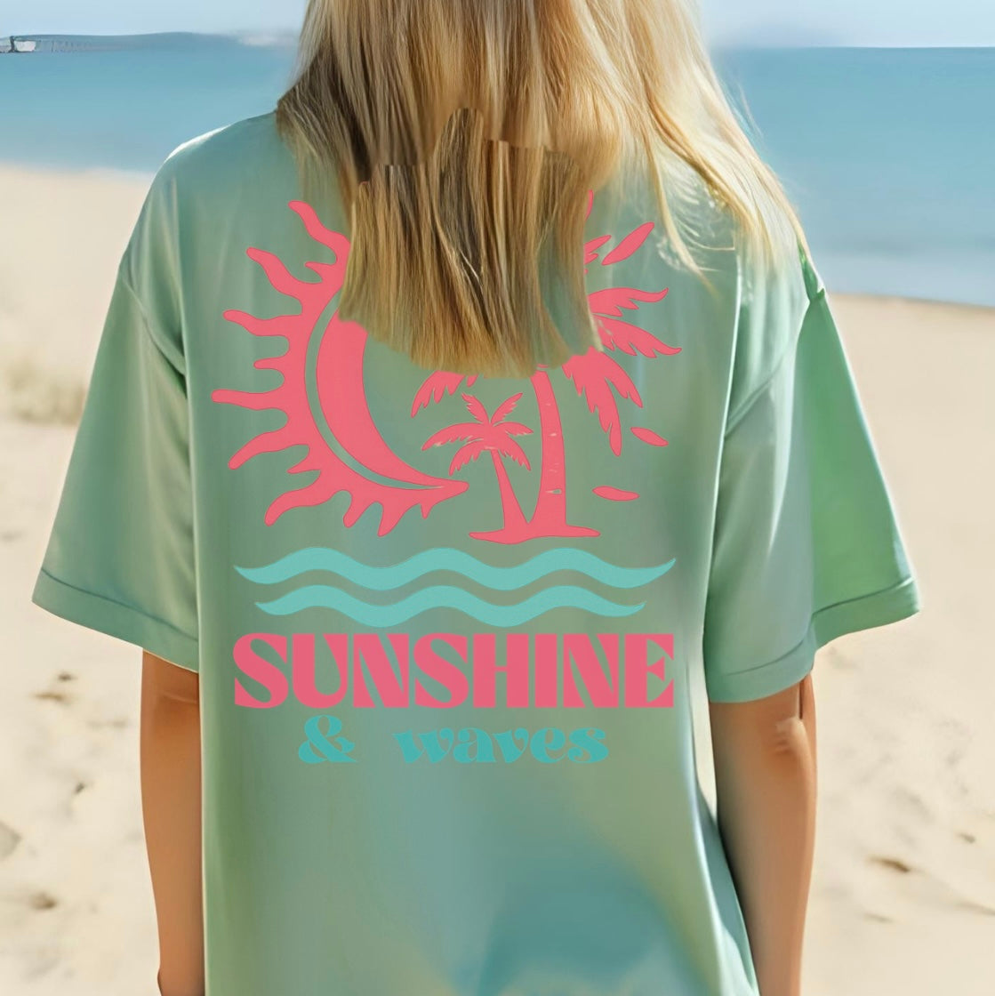 Summer Waves Shirt, Beach, Palm Tree Tee, Summer, Sunshine, Ocean, Tropical, Vacay Tee, Graphic T-Shirt