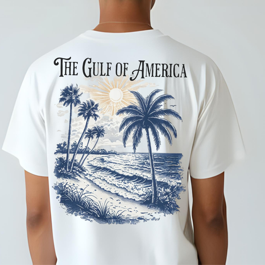 Gulf of America Men’s T-shirt, Unisex Garment-Dyed Tee, Nautical Summer Clothing, Travel Souvenir, Beach Lovers Gift